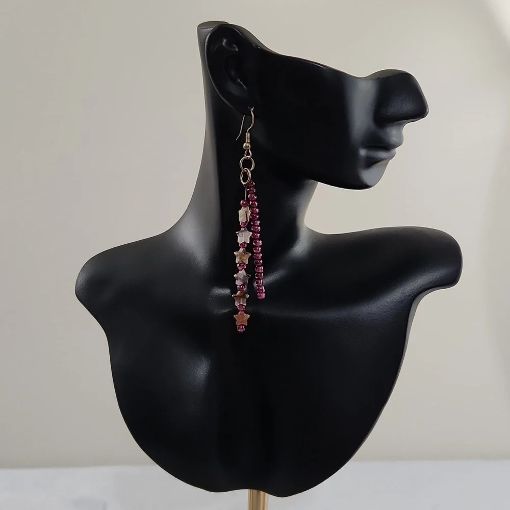 Purple stone drop earrings - Picture 3 of 6
